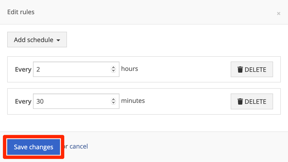 Click Add Schedule to add an overlapping interval.