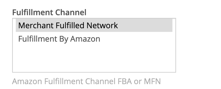 Amazon Marketplace fulfillment channel