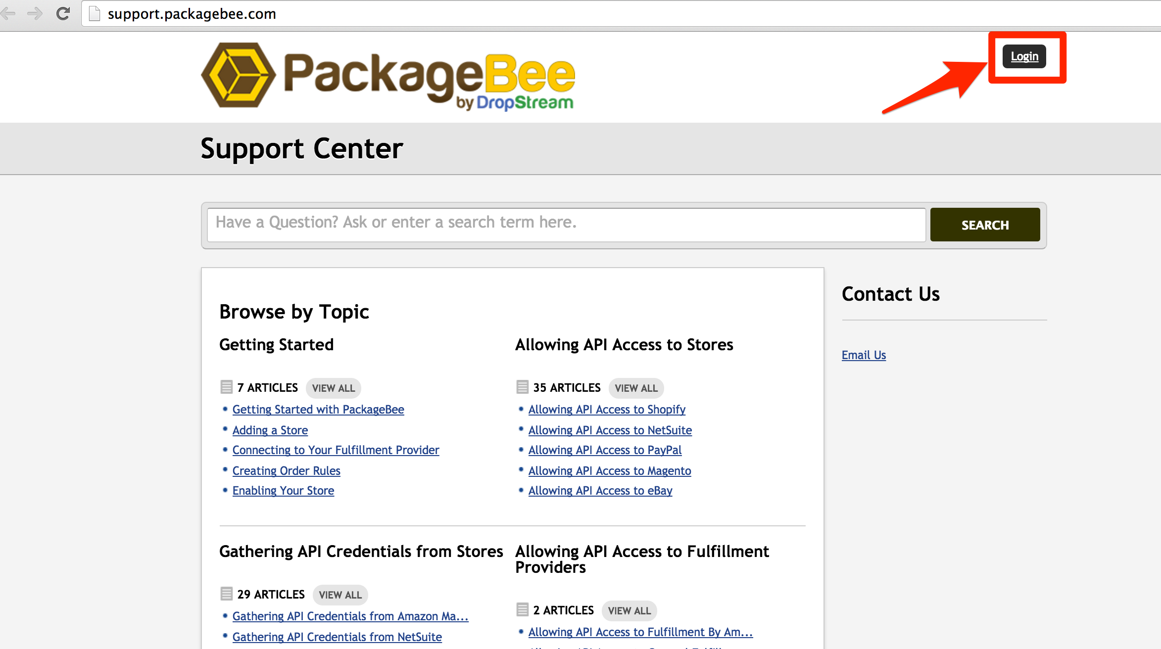 Submitting a Support Request PackageBee