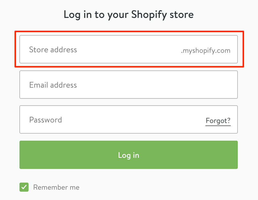 Shopify login